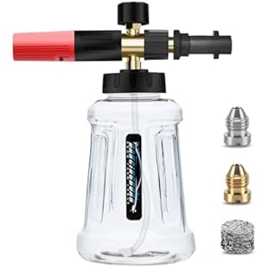 Verbesserte Schaumlanze Schaumkanone für Kärcher K-Serie K2 K3 K4 K5 K6 K7 Hochdruckreiniger, 1L Schneeschaumlanze mit Verstellbarer Schaumdüse für Autowäsche (Schwarz & Rot)