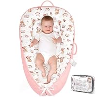 HKAI Baby Lounger – Soft Cotton Infant Floor Seat for Newborn to 24 Months, Portable Baby Essentials for Boys & Girls