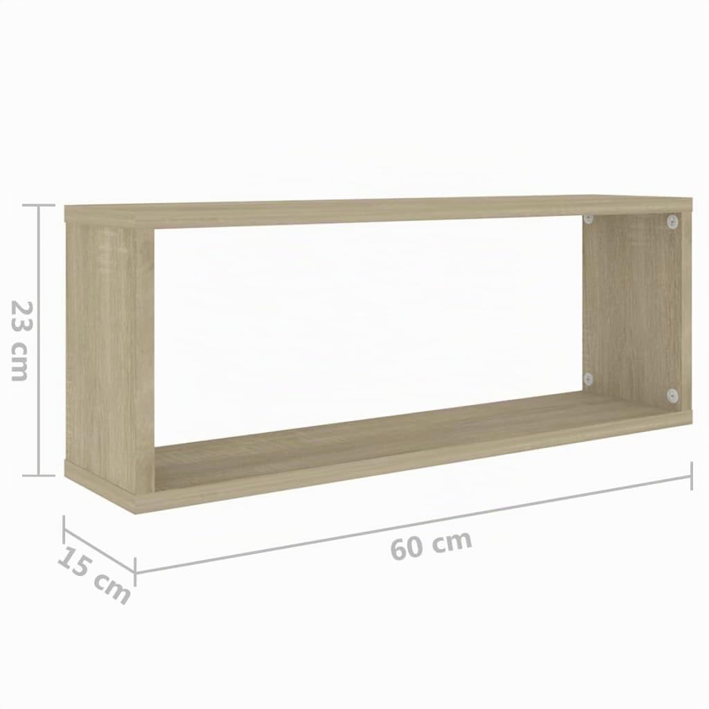 vidaXL Étagères Murales Cube 2 pcs, Supports Suspendus, Tablettes Flottantes, Meubles de Salon Salle de Séjour, Chêne Sonoma Bois d'Ingénierie