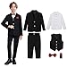Boys Suits Blazer Jacket Dress Shirt & Pants Vest Bow Tie Pocket Square 6 Piece Tuxedo Set for Kids 1-14 Years