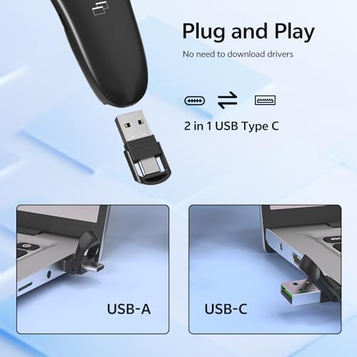 presentation clicker with case storage powerpoint wireless presenter remote usb type c rechargeable red laser pointer clickers for computer project mac ppt slideshow google slide advancer