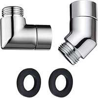 GisWell 2 Stücke Winkelstück für Duschkopf, Universal Duschschlauch Handbrause Adapter mit Unterlegscheiben für Handbrausen, Kopfbrausen, Duschwannen