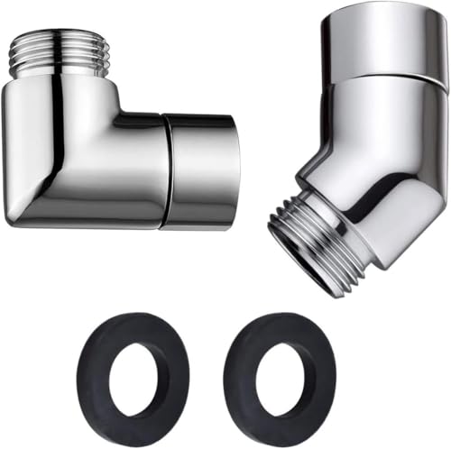 GisWell 2 Stücke Winkelstück für Duschkopf, Universal Duschschlauch Handbrause Adapter mit Unterlegscheiben für Handbrausen, Kopfbrausen, Duschwannen