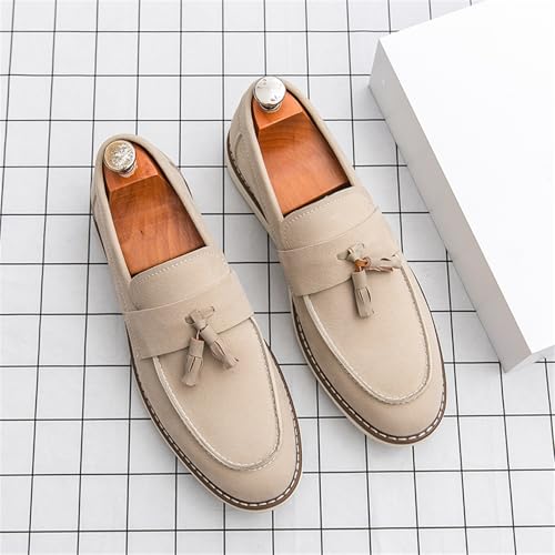 Men's Suede Leather Tassel Slip-On Dress Penny Loafers Lightweight Non Slip Flats Driving Business Work Moccasins Boat Shoes3