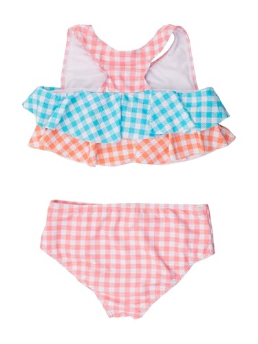 Image of RuffleButts Girls UPF50+ Sun Protection Flounce Bikini Two Piece Swimsuit