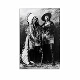 Sitting Bull And Buffalo Bill Vintage Native American Indian Poster Canvas Painting Posters And Prints Wall Art for Living Room Bedroom Decor 16x24inch(40x60cm)