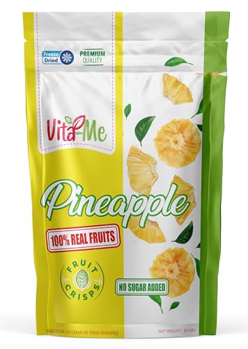 Vita-Me Freeze-Dried Crunchy Pineapple Snacks 20g-100% Natural-No Sugar Added-Vegan-No Additives Added -Made From 133g Fresh Pineapple -Healthy Snack(Sliced)