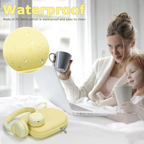 Image of Ginsco Case Compatible with Sony WH-CH520 Wireless Headphones Bluetooth On-Ear Headset with Microphone, with JBL Tune 510BT /520BT /500BT /Junior 320 Ultra-Slim Case for On Ear Headphones (Butter Yellow)