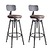 Tabouret De Bar, Dossier en Métal Noir Et Métal Industriel Rétro Industriel Tabouret Pivotant Réglable en Hauteur Tabouret De Bar Tabouret en Bois Antique, Chaise De Salle À Manger Scandinave 2 pièce
