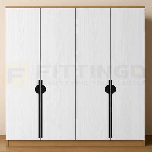 Image of Polo 63 cm Aluminum Wardrobe Handle /Black TT Finish /600mm Hole to Hole /Large Wardrobe Door Handle /Modern Interior for Home /Handle for Wardrobe - Pack of 2(Left & Right)-| 3 Years Warranty |
