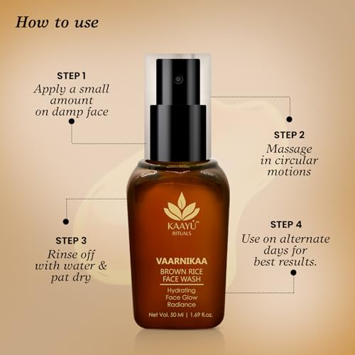 Image of Vaarnika Brown Rice Face Wash with Chamomile, Neem & Mulethi | Deep Cleansing Face Wash for Radiant Skin & Unclogged Pores | Hydrating, Paraben-Free Face Cleanser | All Skin Types, 50ml