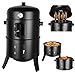 Multifunktionaler Räucherofen, 3-in-1 Smoker-Grill, Holzkohlegrill, Smoker, mit integriertem Thermometer und Haken, zum Kochen, Grill, Smoker
