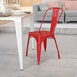 EMMA + OLIVER Commercial Grade Red Metal Indoor-Outdoor Stackable Chair