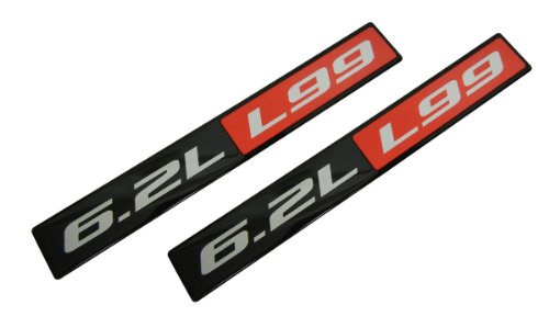 ERPART Red Black 6.2L L99 Liter Engine Hood Swap Badge Nameplate Emblem Compatible with Chevrolet Chevy Camaro L99 (Pack of 2)