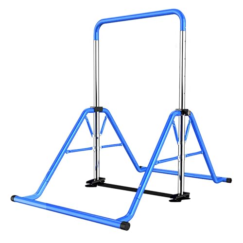 Kegoupdys Barra de Gimnasia Plegable Horizontal con Anillos de Gimnasia de Altura Ajustable de 45 a 61 Pulgadas, Equipo de Gimnasia para Interiores y Exteriores para niños de 3 a 12 años