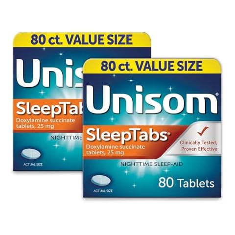Unisom SleepTabs, Nighttime Sleep-aid, Doxylamine Succinate, 80 Tablets (Pack of 2) Cover