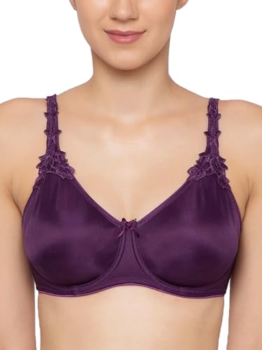 Image of Triumph International Minimizer Women Bra Wired Non Padded High Support Big Cup Lingerie Visual Bust Reduction Comfort Bra Floral Lace Full Coverage Shapewear Wide Straps & U-Back Support Pack of 1