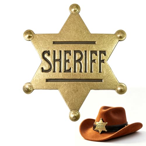 Sheriff Badge Western Police Badges Cowboy Cop Star Pins for Men Women Halloween Cosplay Carnival Prize Party Favors Themed Party Decoration 2.6inch