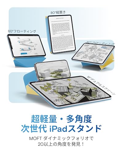 MOFT【公式直営店】ダイナミックフォリオ iPad mini7 ケース (第7世代、A17 Pro、2024) iPad mini6 ケース（第6世代、2021）iPadスタンド 多角度調整 横置＆縦置 強力マグネット タブレットスタンド 軽量 極薄 iPadカバー