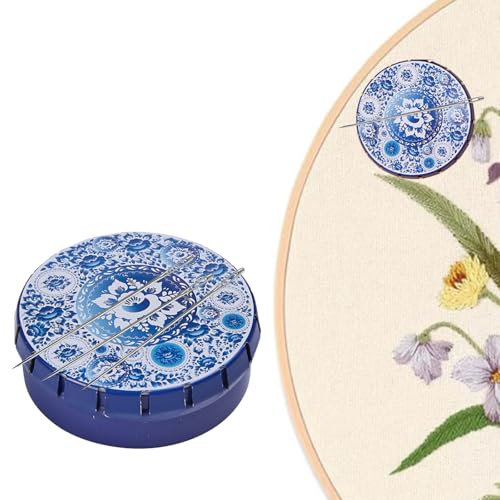 Tin Needle Minders Needle Pins Holders Needles Nanny with Magnet Sewing Machine Needle Keeper, Cross Stitch Embroidery Magnet Needles Organizer Box
