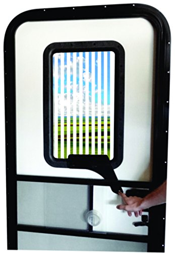 RV Door Window CloZures Shade, Controls Sun Glare, Privacy, and Outside View by Moving fingertip Lever, Without Opening Screen Door. Kit Includes Clear Glass to Replace Frosted Glass. (White)