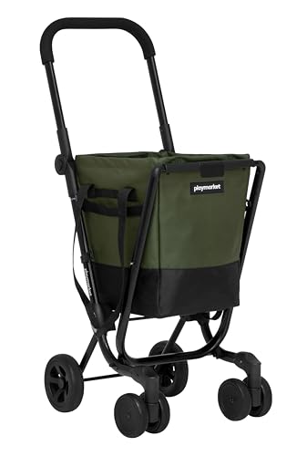 Playmarket Easy Go Carro de la Compra Plegable con Bolsa extraíble (Black Pepper-Olive)