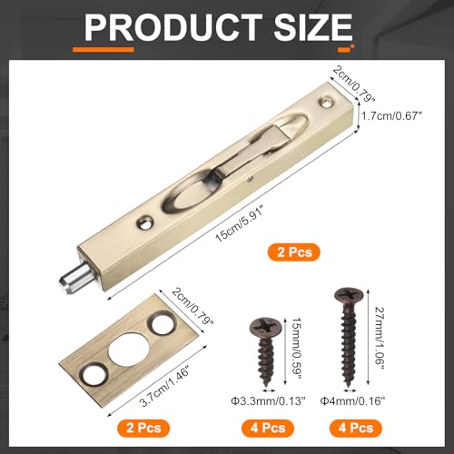 Loquet coulissant en acier inoxydable bronze 15,2 cm pour la sécurité - 3