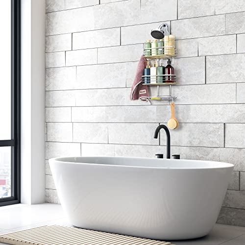 Eteli Shower Organizer Hanging Shower Caddy 3 Tier Over Shower Head Caddy Bathroom With Soap Holder And Hooks For Shampoo Conditioner Bath Sponge, Silver #TOP3