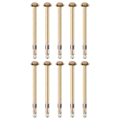M METERXITY 10-Pack Hex Expansion Bolt, M8x150mm Colored Galvanized Iron-Carbon Steel External Hex Expansion Bolts, Anti-Corrosion Metal Bolt for Concrete/Dry Brick/Block Walls