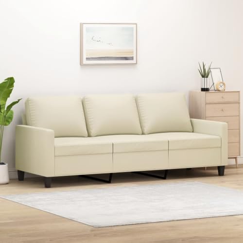NIVVHOH 3-Sitzer Sofa Creme 180 cm Kunstleder Couch Sofa Bed ausgezeichneten Platz Entspannen Plaudern Fernsehen