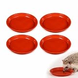 LEFZUR Lot de 4 Gamelles pour Hérisson, Écuelle Rouge pour Eau et Nourriture, Bol Plat pour Petits Animaux comme Lapin et Hamster, Gamelle en Plastique Résistant, comme Soucoupe pour Pot de Fleur