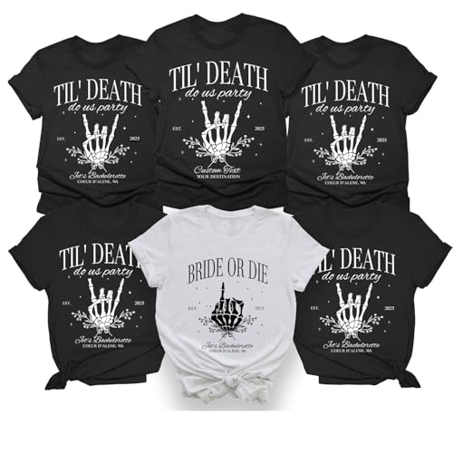 Bride or Die Till Death Do Us Party Halloween Bachelorette Party Shirts, Team Bride Squad Tribe Spooky Shirts