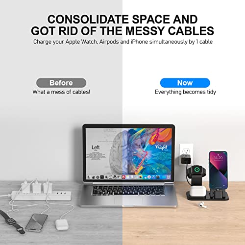 3 In 1 Charging Station For Apple Products, Removable Charging Stand For Iphone Series Airpods Pro/3/2/1, Charging Dock For Apple Watch Se/Ultra/8/7/6/5/4/3/2/1(With 15W Adapter And Cable)(Black) #TOP2