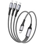 NINGKPOW 100W USB C Multi Charger Cable Short [50CM] 3 in 1 Charging Cable Multi USB Charger Lead with USB C PD [100W]+Lightning[27W]+Micro[10W] for iPhone 15/14, Samsung S24, MacBook, Pad Pro, LG