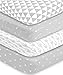 BaeBae Goods Crib Sheets for Baby Boys and Girls, 4 Pack, Soft and Breathable Jersey Knit Fitted Sheet Set, Cute Gender Neutral Nursery Mattress Bedding, Universal Fit (Grey Triangles)
