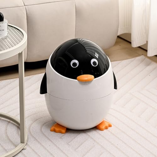 Caneca de basura con tapa fácil y diseño de pingüinos miniatura 2