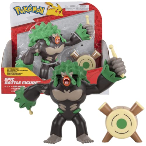 Pokemon Rillaboom Epic Battle Figure, 12-Inch - Epic Scale, Fully Articulated - Authentic Details - Toys for Kids and PokÃ©mon Fans