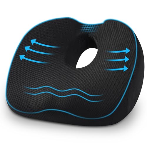 Aonext Coussin Coccyx Orthopédique – Coussin Anti Escarres Fessier Ergonomique en Mousse à Mémoire de Forme, avec Ouverture en U, Soulagement du Coccyx...