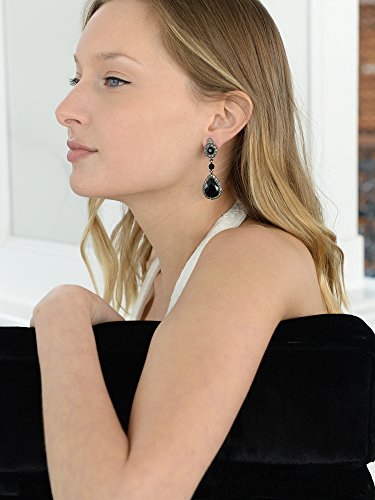 Mariell Black Crystal Teardrop Dangle Earrings, Jewlery for Brides, Bridesmaids, Prom and Wedding Parties4