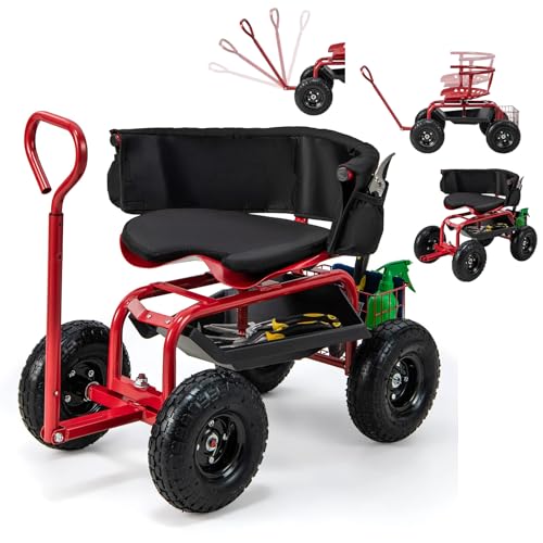 ERGOMASTER Rolling Garden Seat with Wheels, Adjustable...