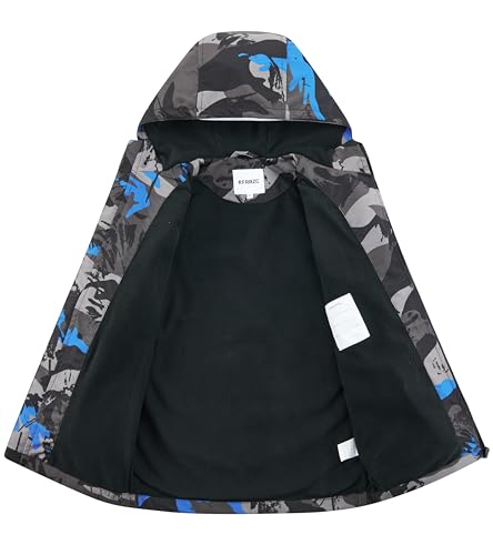 Image of Boys Girls Rain Jackets Waterproof Hooded Fleece Raincoats Lightweight Windbreakers for Kids