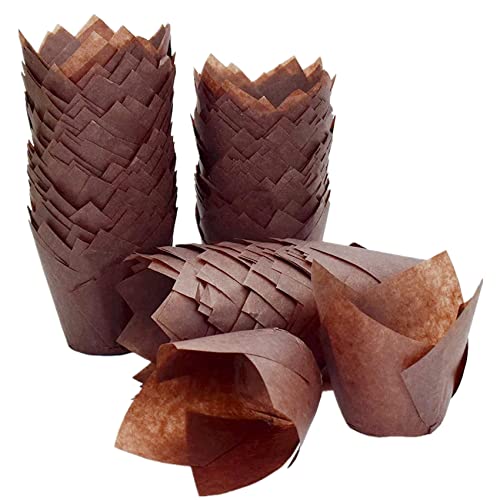 200Pcs Tulip Cupcake Liners, Standard Greaseproof Paper Baking Cups Muffin Liners Holders Perfect For Bridal Showers, Baby Showers, Birthday Parties, Banquets, And Catering Events (Brown) #TOP7