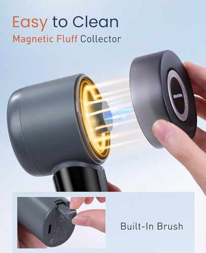 Image of BEAUTURAL Fabric Shaver and Lint Remover, Rechargeable Electric Sweater Shaver with 3 Speeds, 6 Leaf Blades and LED Display, Portable Pilling Remover for Clothes, Furniture, Blankets, Blue