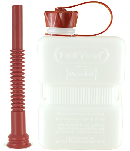 Preisvergleich Produktbild FuelFriend®-PLUS CLEAR 1,0 Liter - Klein-Benzinkanister Mini-Reservekanister + Flexibles Auslaufrohr