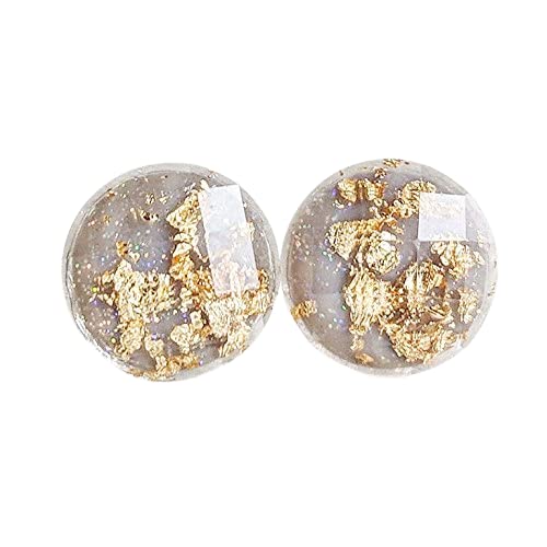 Grey with Gold-Flakes Earrings - Hypoallergenic Posts - Titanium