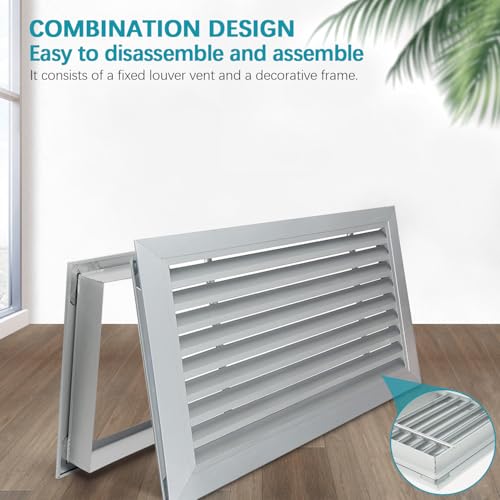 Door Louver Vent Two Sided, Door Vents for Interior Doors, Aluminum Door Air Vent Grille, Metal Louvered Door Vent, Through Door Vent for Bathroom Cabinet (20 * 12in)