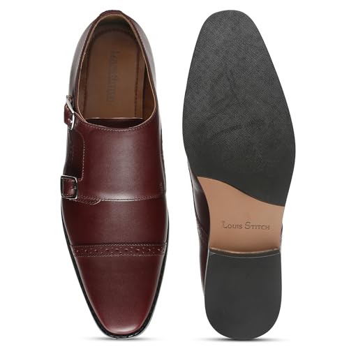 Image of LOUIS STITCH Men's Formal Shoes | Italian Leather Double Monk Strap Handcrafted | Stylish Lace-Up Business, Formal, (LSRXDM)
