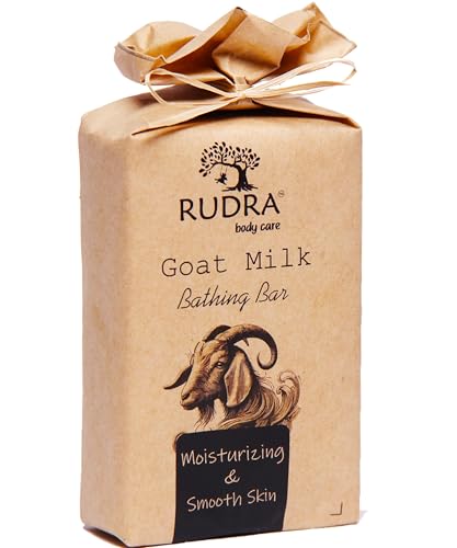Image of Rudra Body Care Goat Milk Soap for Dry Skin | Deep Moisturizing | Handmade Bathing Bar | Gentle & Skin-Friendly Cleanse | 100g (Pack of 1)