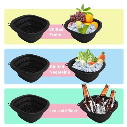 Cuenco Facial de Silicona Negro Plegable con Bandeja de Hielo miniatura 2