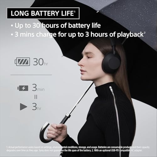 Image of Sony WH-1000XM6 Wireless Noise Canceling Headphones, HD NC Processor QN3, 12 Mics, Adaptive NC Optimizer, Black, with Headphone Stand, 1-Year Warranty
